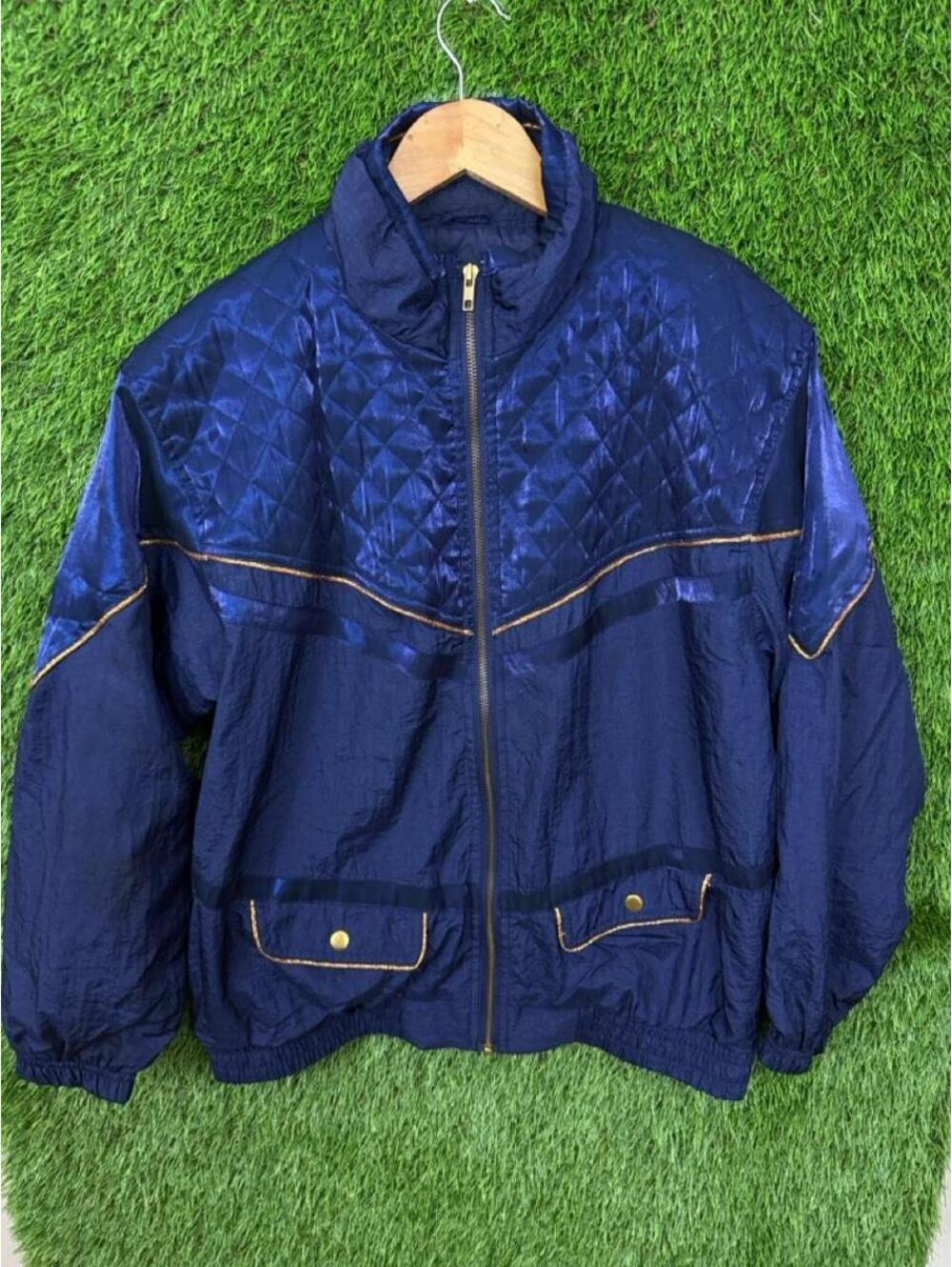 Vintage 80s 90s Navy Blue Quilted Windbreaker